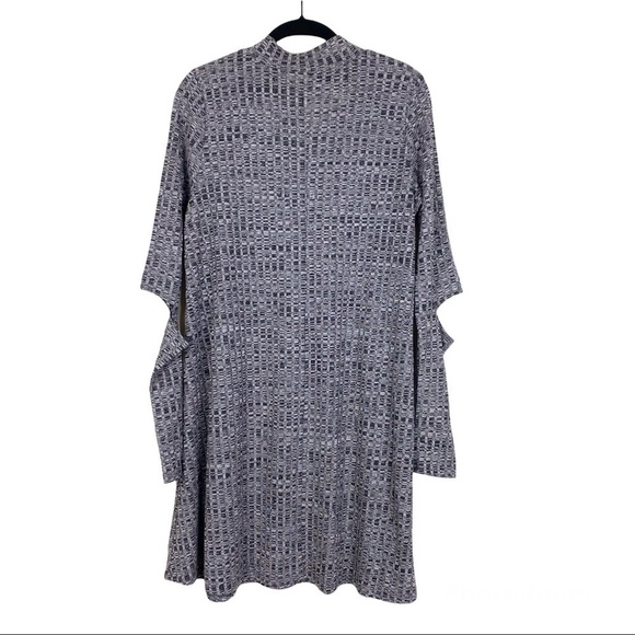 Gianni Bini Heather Gray Ribbed Knit Elbow Cutouts Long Sleeve Shift Dress M - Picture 4 of 6